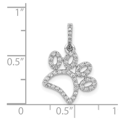 14k White Gold 1/4ct. Real Diamond Paw Print Pendant