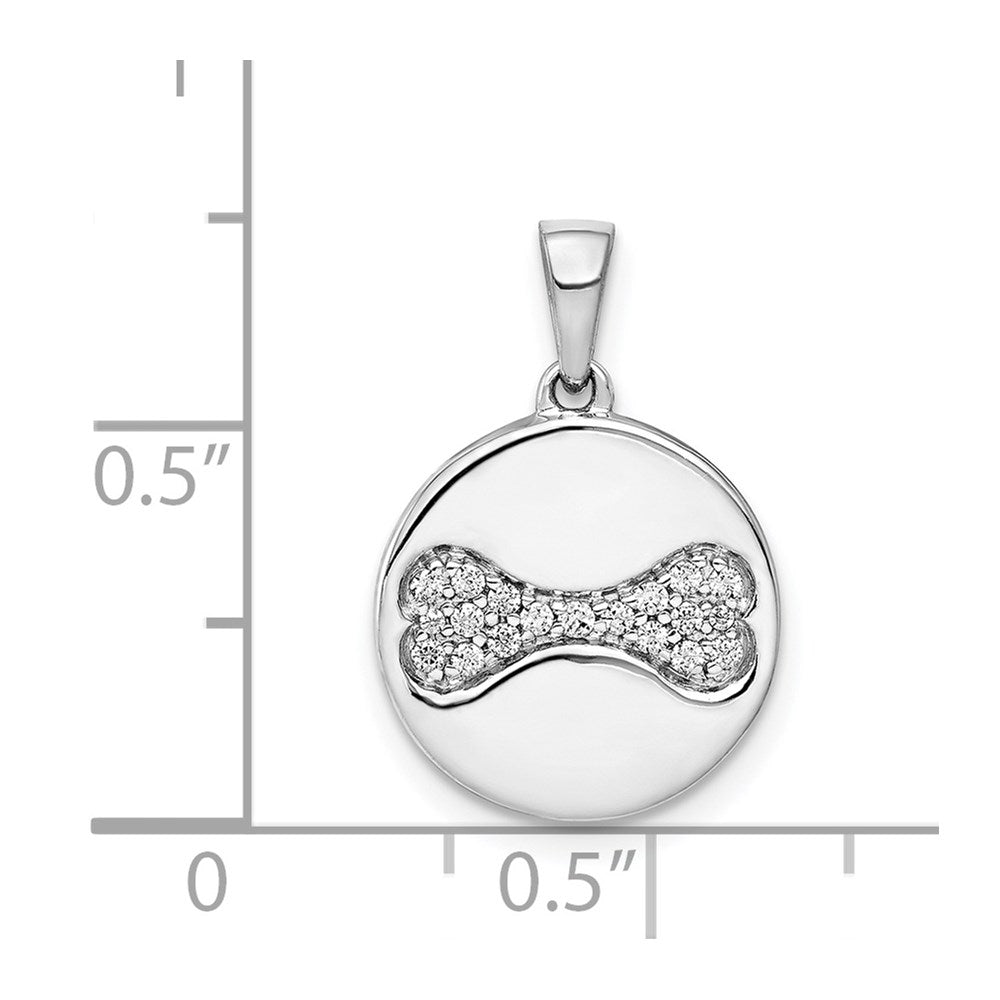 14k White Gold Real Diamond Bone Pendant