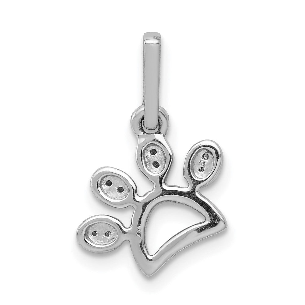 14k White Gold 1/10ct. Real Diamond Paw Print Pendant