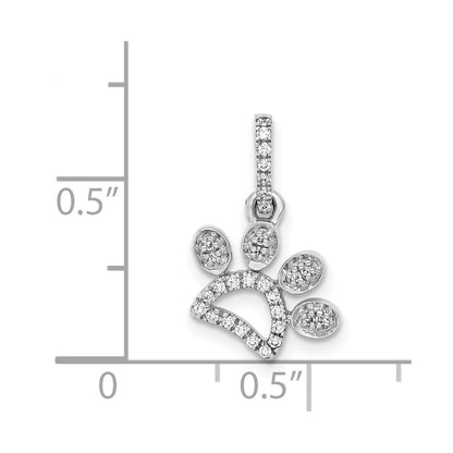 14k White Gold 1/10ct. Real Diamond Paw Print Pendant
