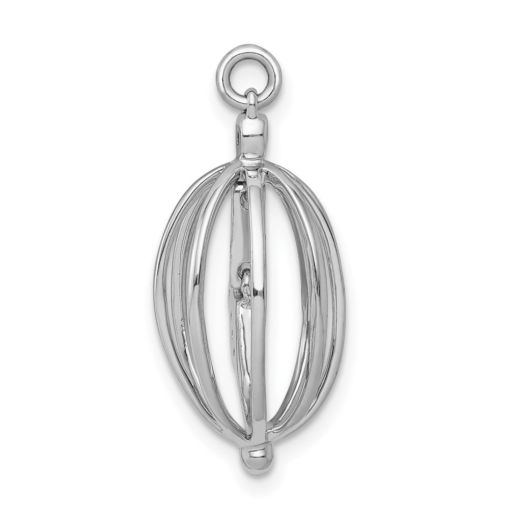 14k White Gold Real Diamond Bird in Cage Pendant
