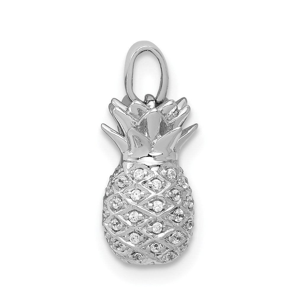 14k White Gold Real Diamond Pineapple Pendant
