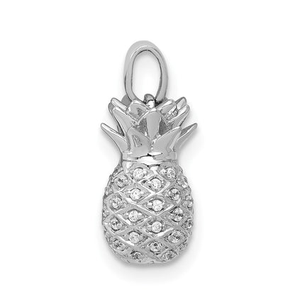 14k White Gold Real Diamond Pineapple Pendant