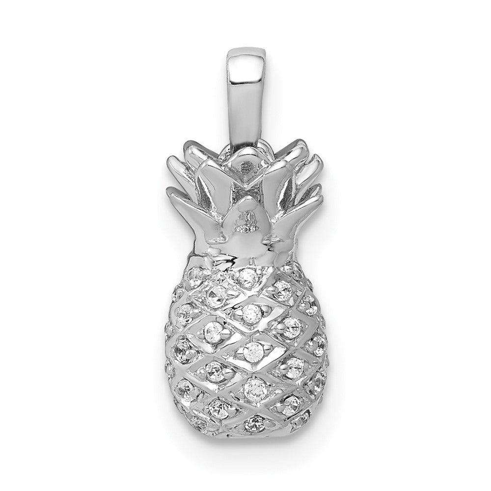 14k White Gold Real Diamond Pineapple Pendant
