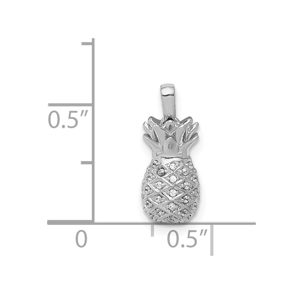 14k White Gold Real Diamond Pineapple Pendant