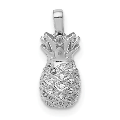 14k White Gold Real Diamond Pineapple Pendant