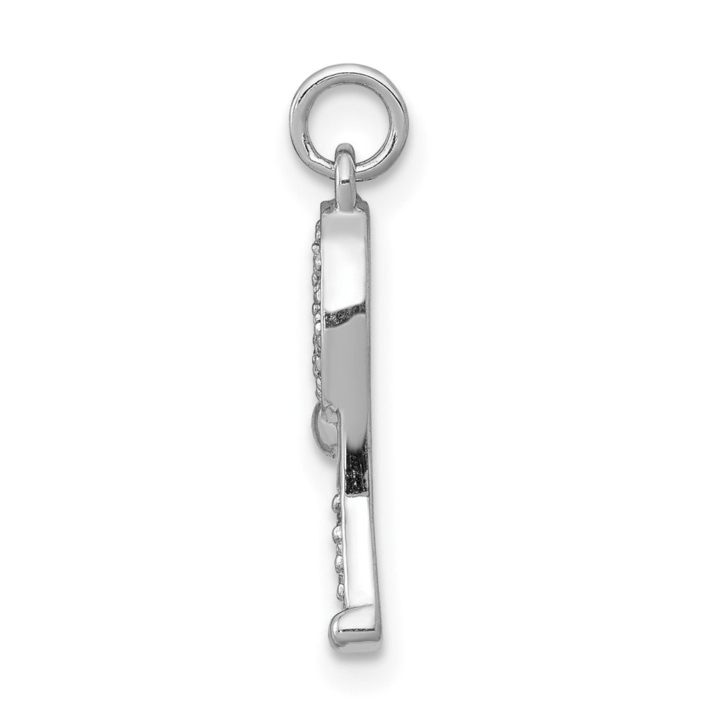 14k White Gold Real Diamond Racket and Ball Pendant