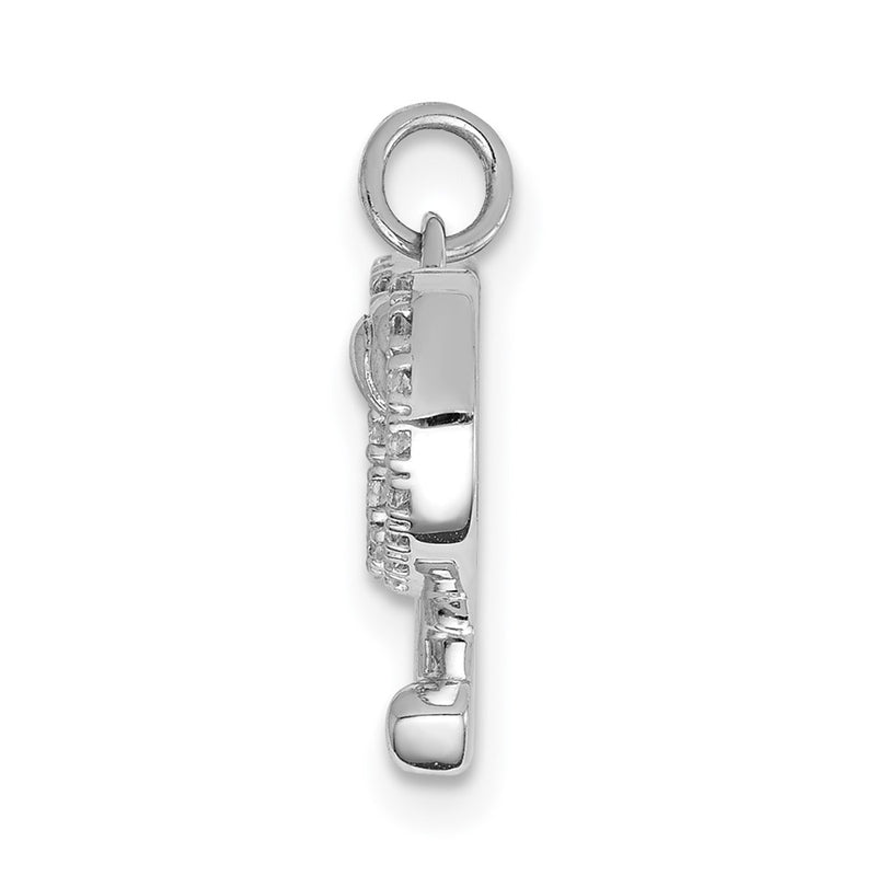 14k White Gold Real Diamond Rackets and Ball Pendant