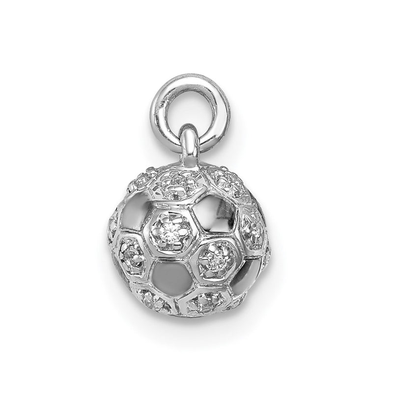 14k White Gold Real Diamond Soccer Ball Pendant