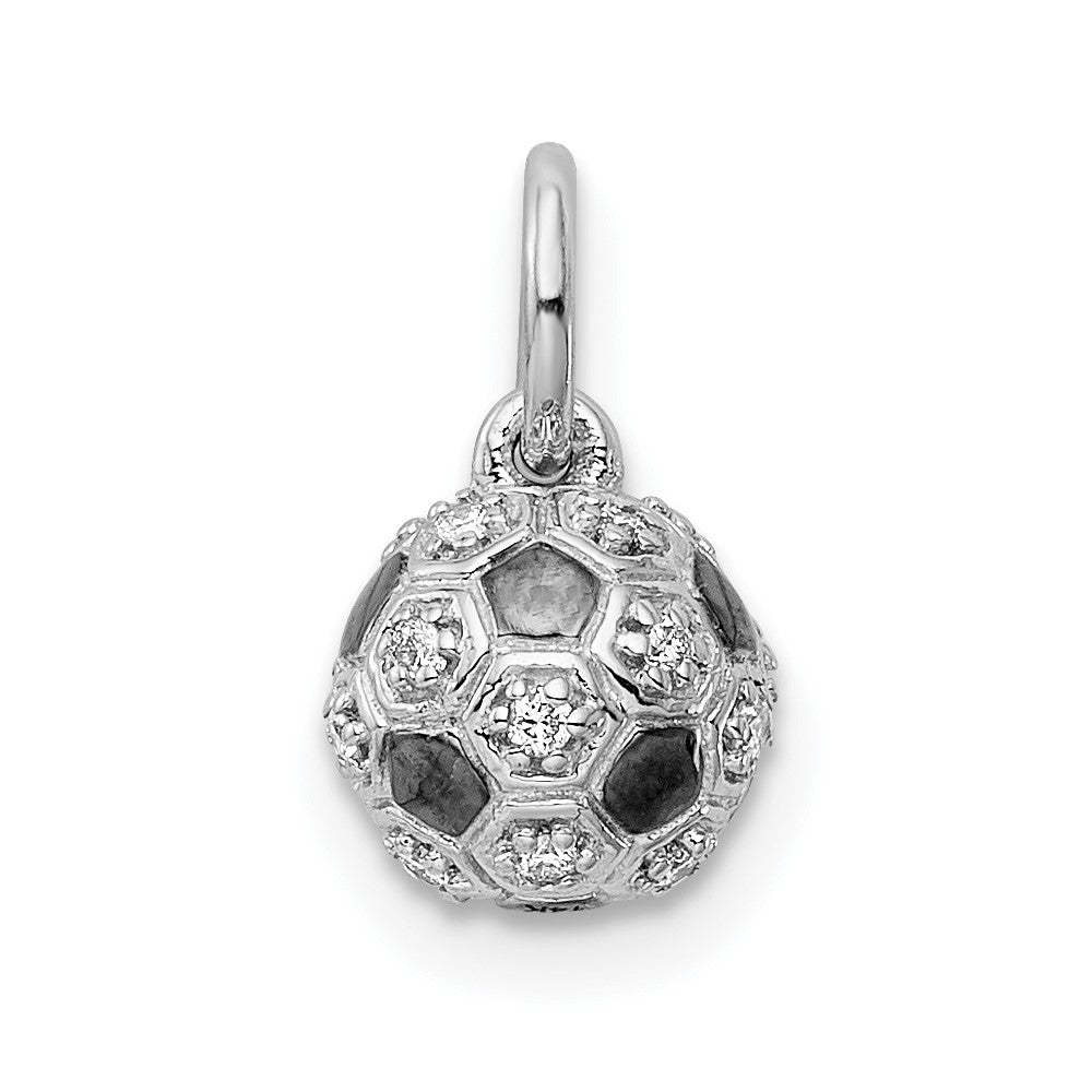 14k White Gold Real Diamond Soccer Ball Pendant