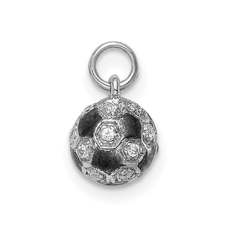 14k White Gold Real Diamond Soccer Ball Pendant