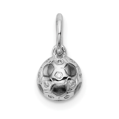 14k White Gold Real Diamond Soccer Ball Pendant