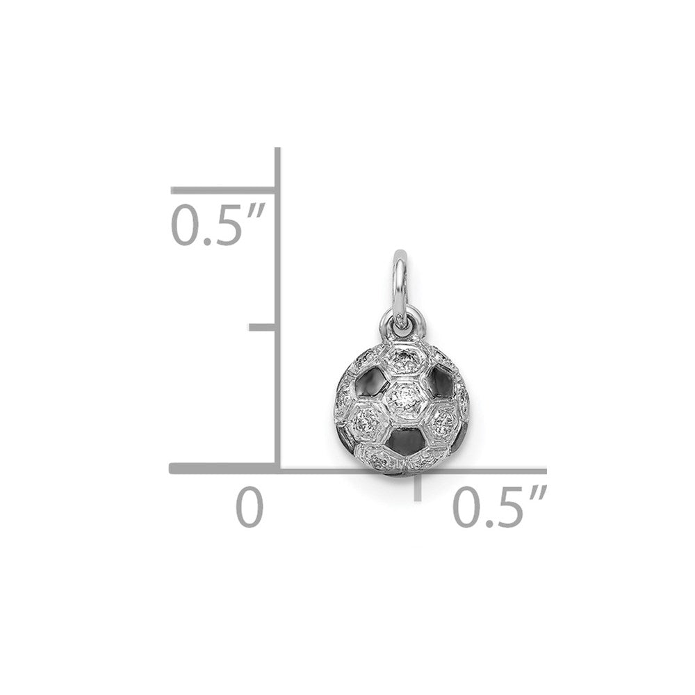 14k White Gold Real Diamond Soccer Ball Pendant