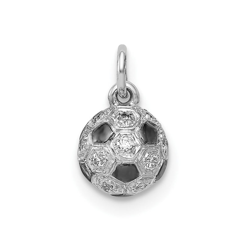 14k White Gold Real Diamond Soccer Ball Pendant