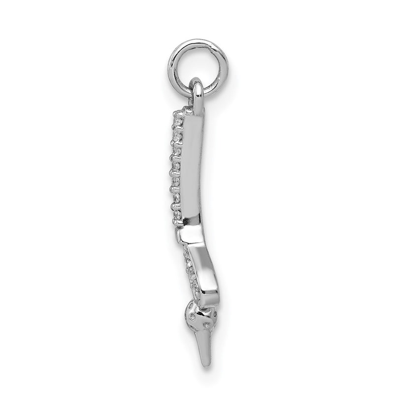14k White Gold Real Diamond Golf Club and Ball Pendant