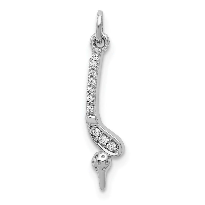 14k White Gold Real Diamond Golf Club and Ball Pendant