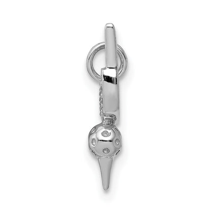 14k White Gold Real Diamond Gold Club & Ball Tee Pendant