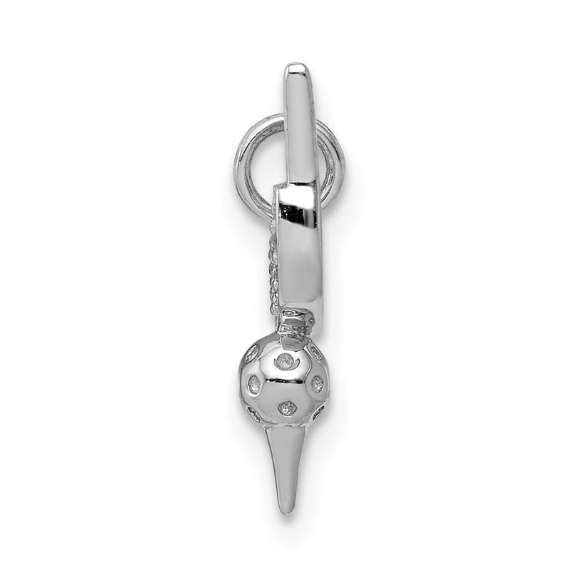 14k White Gold Real Diamond Gold Club & Ball Tee Pendant