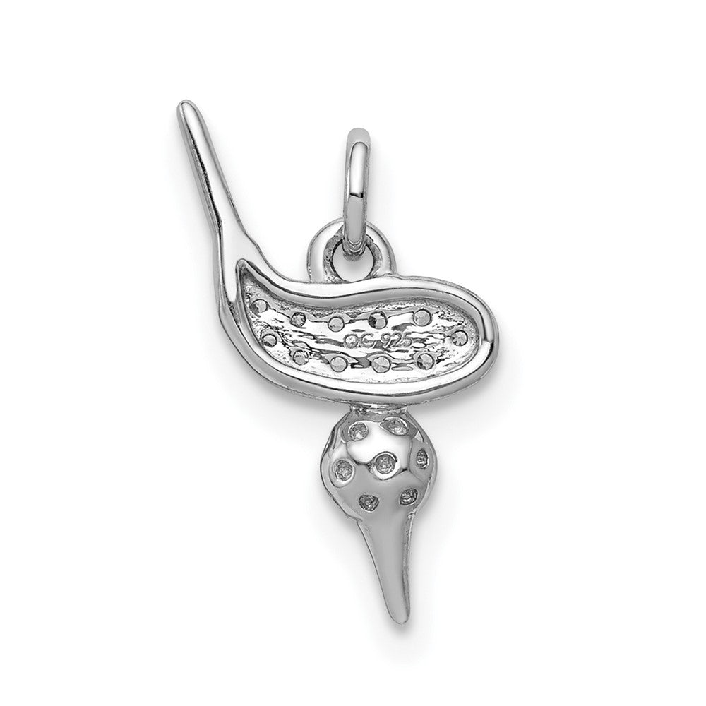 14k White Gold Real Diamond Gold Club & Ball Tee Pendant