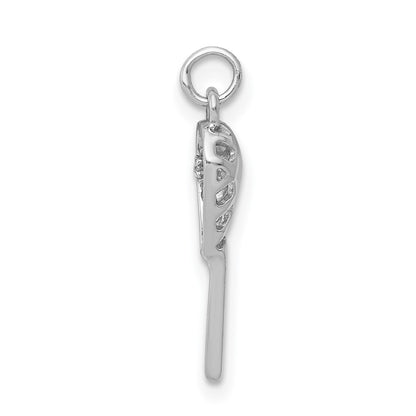 14k White Gold Real Diamond Lacrosse Stick Pendant