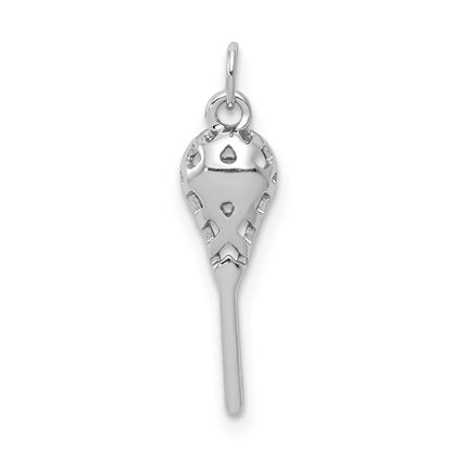 14k White Gold Real Diamond Lacrosse Stick Pendant