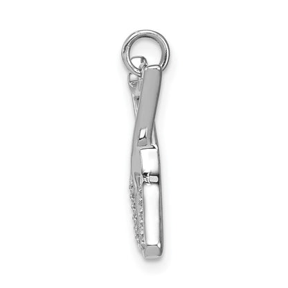 14k White Gold Real Diamond Oars Pendant