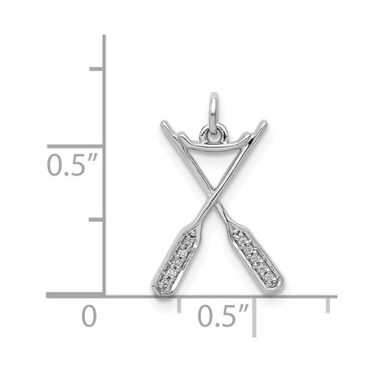 14k White Gold Real Diamond Oars Pendant
