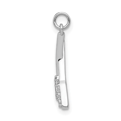 14k White Gold Real Diamond Oars Pendant