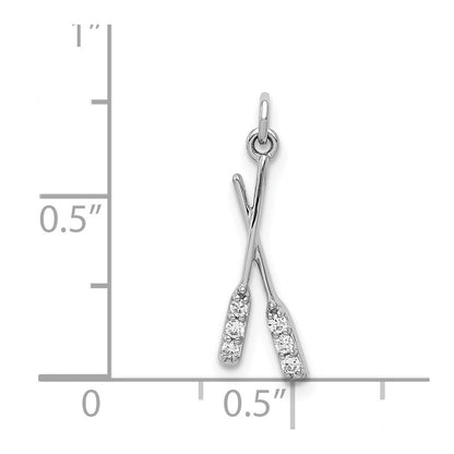 14k White Gold Real Diamond Oars Pendant