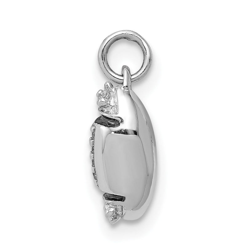 14k White Gold Real Diamond Football Pendant