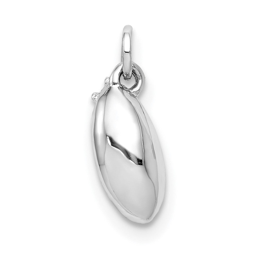 14k White Gold Real Diamond Football Pendant