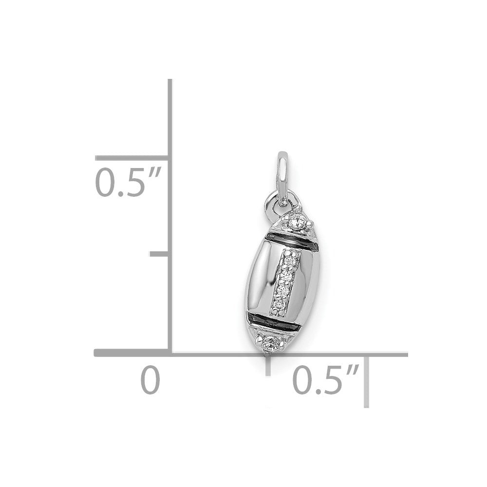 14k White Gold Real Diamond Football Pendant
