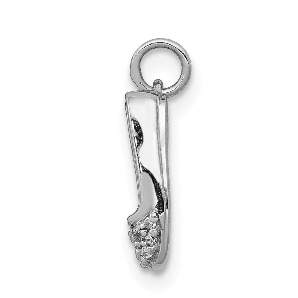 14k White Gold Real Diamond Ballet Shoes Pendant