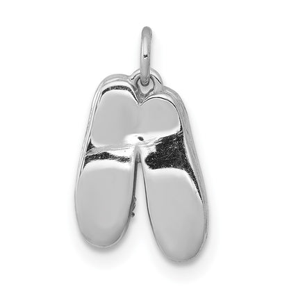 14k White Gold Real Diamond Ballet Shoes Pendant