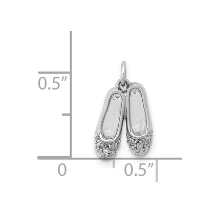 14k White Gold Real Diamond Ballet Shoes Pendant