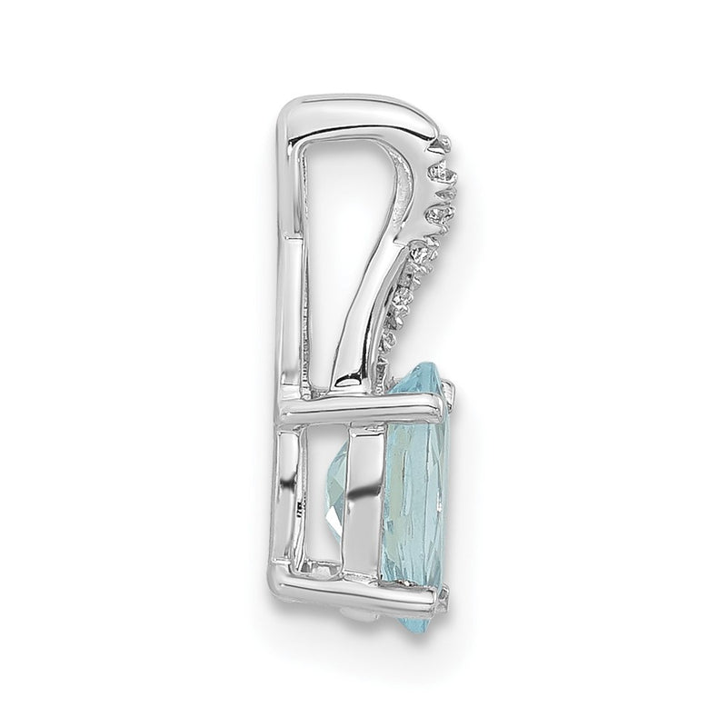 Sterling Silver Aqua & CZ Fashion Pendant