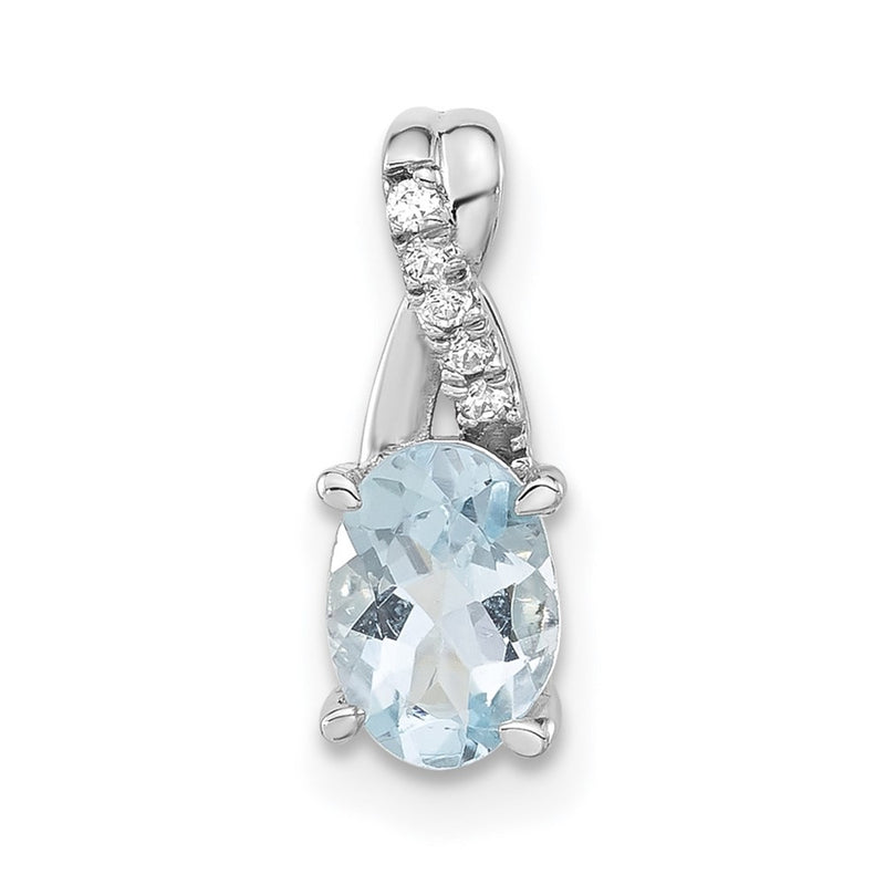 Sterling Silver Aqua & CZ Fashion Pendant