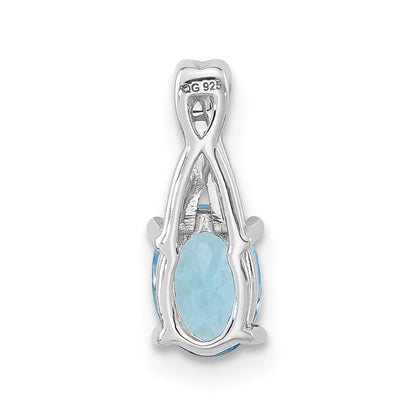 Sterling Silver Blue Topaz & CZ Fashion Pendant