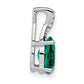 Solid 14k White Gold Oval Created Simulated Emerald and CZ Pendant