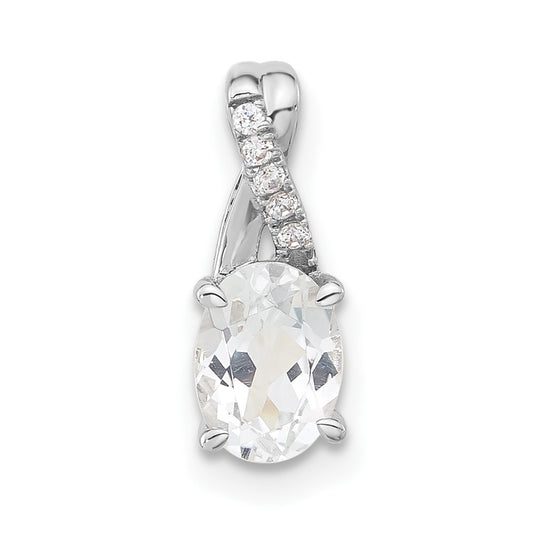 Sterling Silver White Topaz & CZ Fashion Pendant
