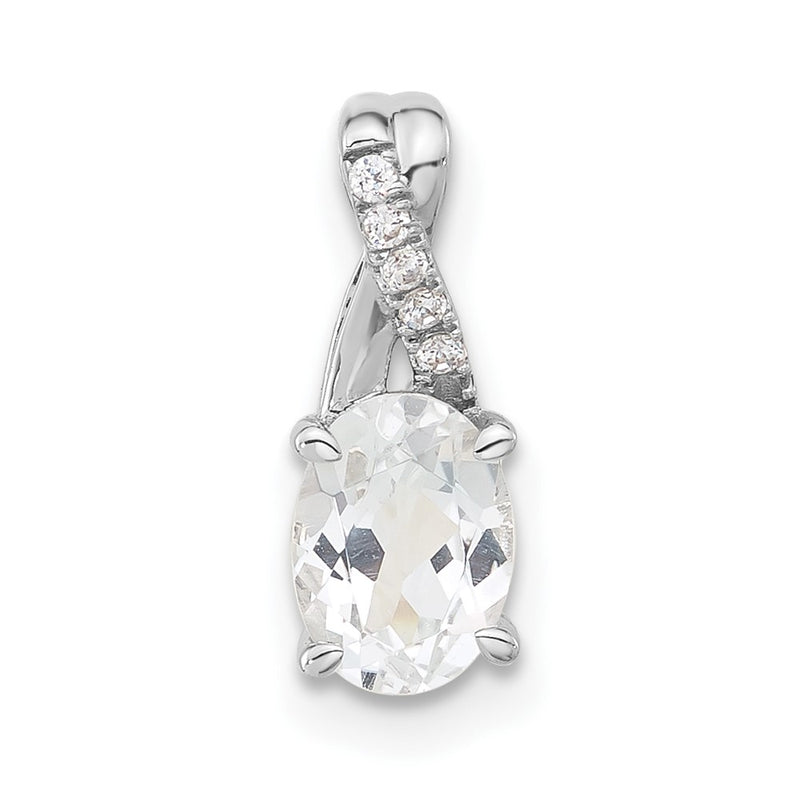 Sterling Silver White Topaz & CZ Fashion Pendant