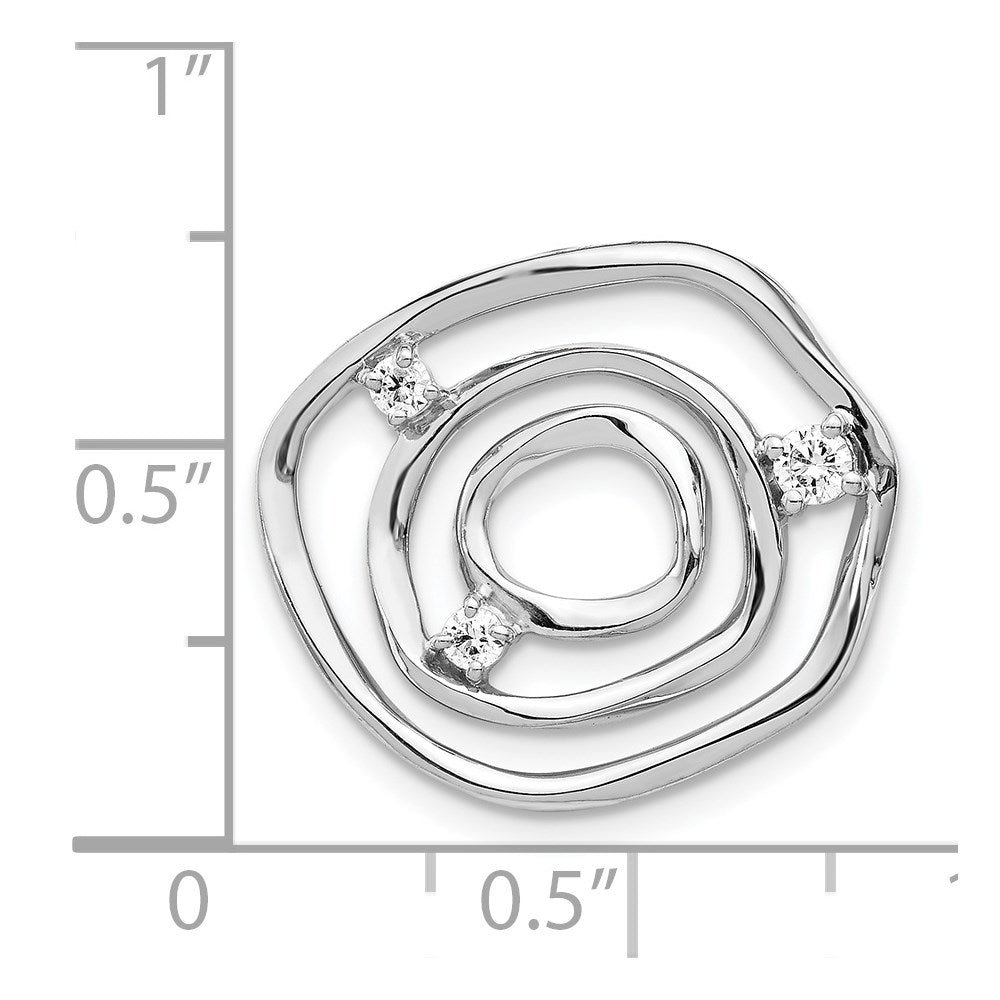 14k White Gold 1/6ct. Real Diamond Fancy Uneven Circles Pendant