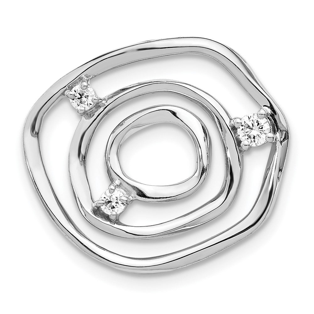 14k White Gold 1/6ct. Real Diamond Fancy Uneven Circles Pendant
