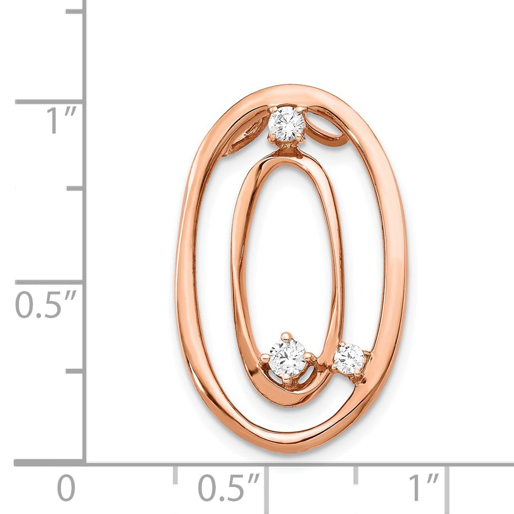 14k Rose Gold 1/5ct. Real Diamond Double Oval Chain Slide
