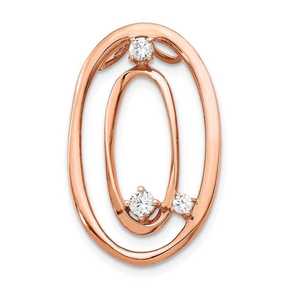 14k Rose Gold 1/5ct. Real Diamond Double Oval Chain Slide