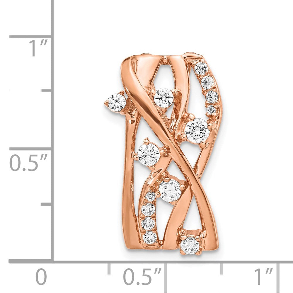 14k Rose Gold 1/2ct. Real Diamond Fancy Curves Chain Slide