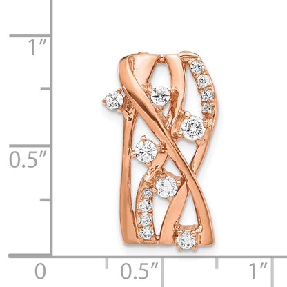 14k Rose Gold 1/2ct. Real Diamond Fancy Curves Chain Slide