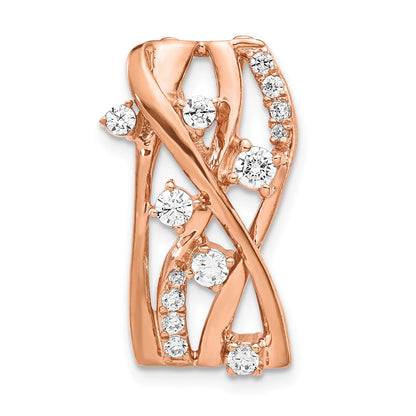 14k Rose Gold 1/2ct. Real Diamond Fancy Curves Chain Slide