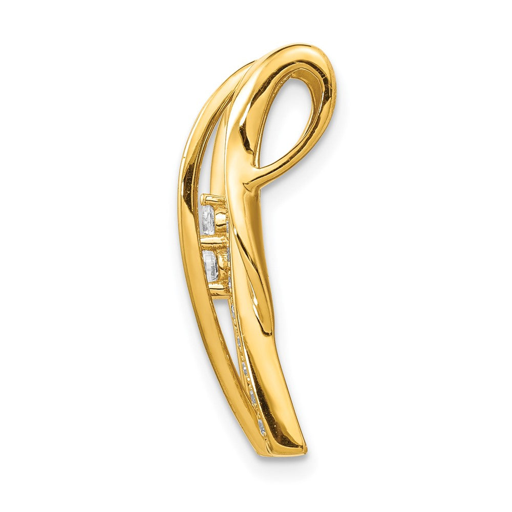 14K Yellow Gold 1/2ct. Real Diamond Fancy Curves Chain Slide