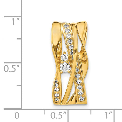 14K Yellow Gold 1/2ct. Real Diamond Fancy Curves Chain Slide